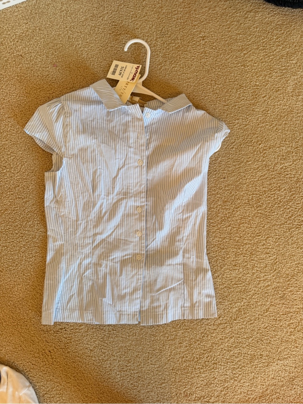T.J.Maxx Girls' Blue and White Pinstripe Button-Down Top